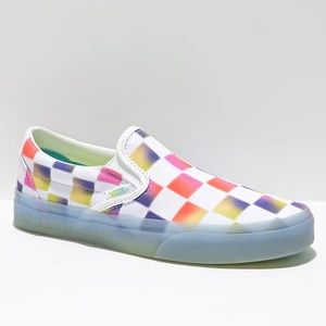 NWT Vans Slip On Checkerboard Rainbow